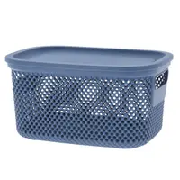 Coș depozitare cu capac din plastic perforat, Storage Solutions, albastru