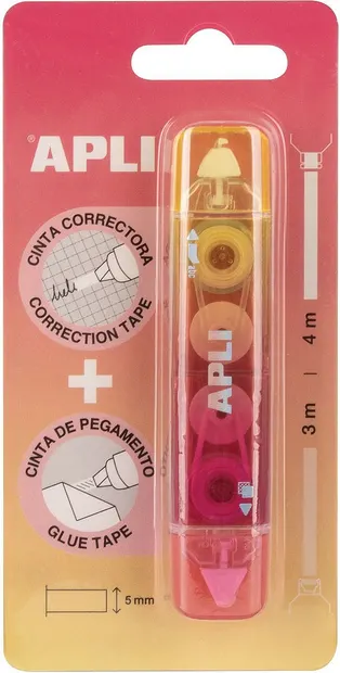 Corector tip bandă Apli – 5 mm x 4 m, cu bandă adezivă, roșu