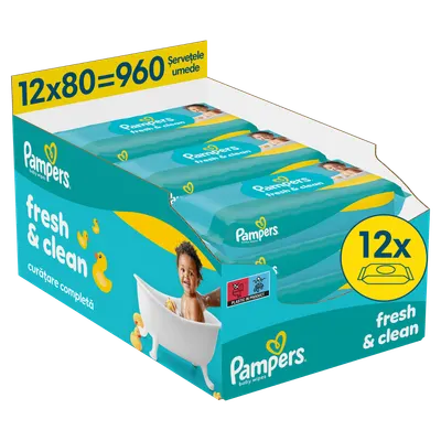 Servetele umede Fresh Clean, 960 bucati, Pampers