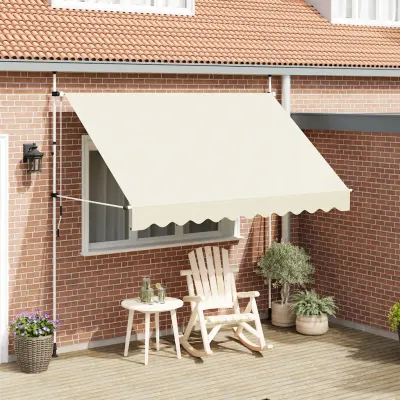 vidaXL Copertină retractabilă manual, crem, 300 cm