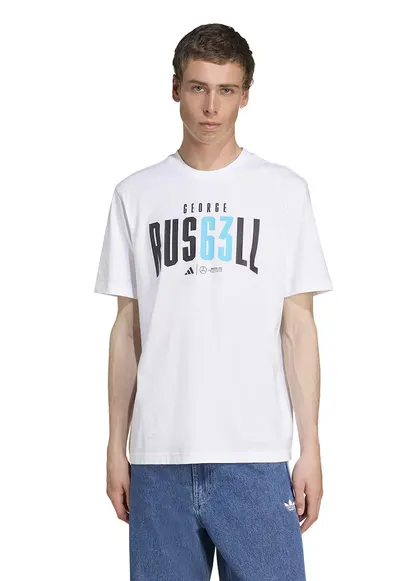 Tricou cu decolteu la baza gatului si imprimeu text Motor Sport - Alb/Negru/Turcoaz