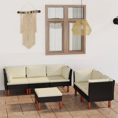 Gossi set mobilier de gradina cu perne, 6 piese, negru, poliratan