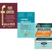 Pachet 3 carti Chimie organica Fizica si Biologie. Teste pentru admiterea in invatamantul superior medical 2026