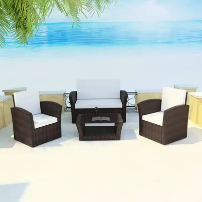 Gossi set mobilier de gradina cu perne, 4 piese, maro, poliratan