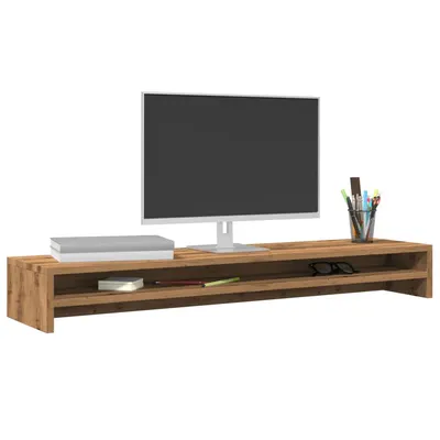 Gossi suport monitor, stejar artizanal, 100x24x13 cm, lemn prelucrat
