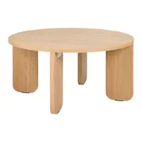 Măsuță de cafea în culoare naturală rotundă cu blat cu aspect de lemn de stejar ø 75 cm Kuvu – noo.ma