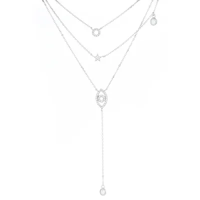 Lantisor argint 925, JW1243, model ochisor si steluta, placat cu rodiu