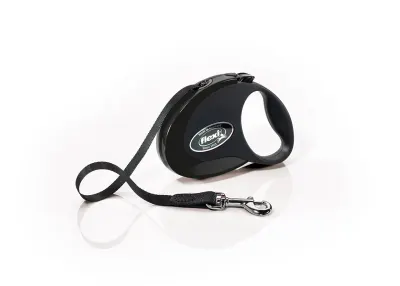 FLEXI Style, lesă retractabilă câini, nylon, negru, S(12kg, 3m)