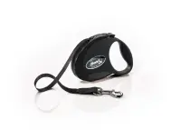 FLEXI Style, lesă retractabilă câini, nylon, negru, S(12kg, 3m)