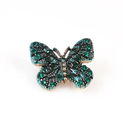 Brosa martisor fluture elegant cu pietre verzi
