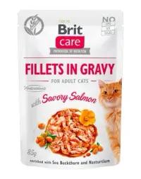 Hrana umeda pentru pisici Brit Care Fillets in Gravy cu somon 85 gr