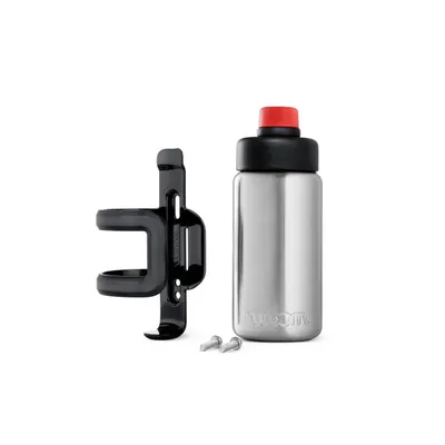Set suport bidon bicicleta copii si bidon metalic Glug - gri argintiu negru