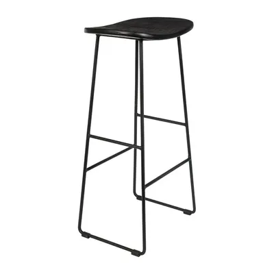 Scaun de bar negru din lemn de tec (înălțime șezut 76 cm) Tangle – White Label