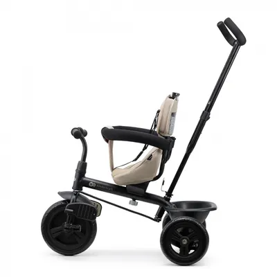 Tricicleta pentru copii KinderKraft Freeway 2 Grey, scaun rotativ 360, funtie freewheel, husa Air Comfort, bara de protectie, suport picioare, greutate admisa 25 kg
