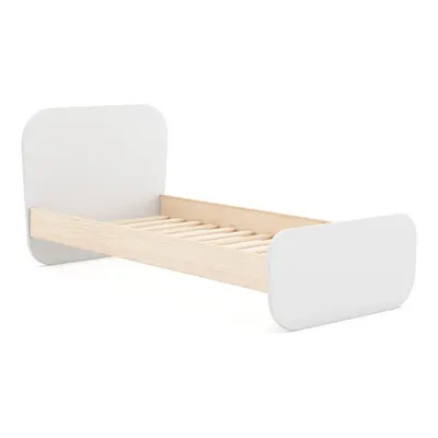 Pat pentru copii alb cu aspect de lemn de pin cu somieră 90x190 cm Esteban – Marckeric