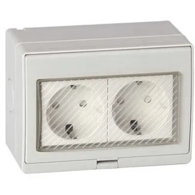 Priza Dubla Schuko Ip55 E-PREX2, montaj aparent
