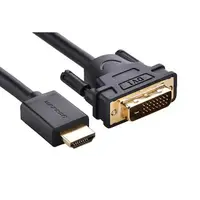 CABLU video Ugreen, "HD106" HDMI (T) la DVI 24+1, 60 Hz, conectori auriti, 1,5m, braided, negru "11150"