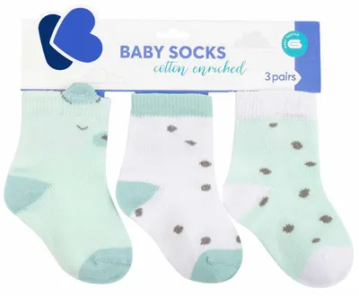 Sosete pentru bebelusi cu urechi 3D Kikka Boo - Bear with me, 2-3 ani, 3 perechi, Mint