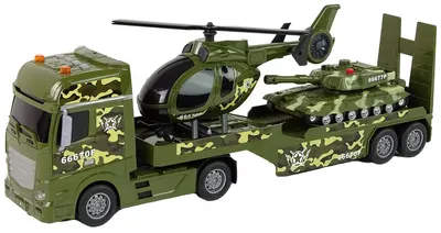 Set de joacă Jin Jia Toys - Transport auto, elicopter și tanc cu sunet și lumină