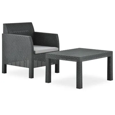 Gossi set mobilier de gradina cu perne, 2 piese, antracit, pp ratan