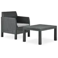 Gossi set mobilier de gradina cu perne, 2 piese, antracit, pp ratan