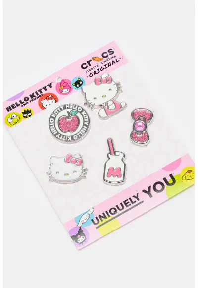 Set de talismane cu Hello Kitty Jibbitz™ - 5 piese - Roz/Argintiu