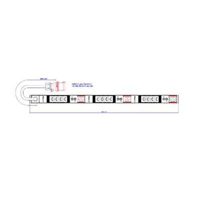 PDU Vertical 12xC13,4xC19 4,5m fisa CEE,AL,32A 400V,prot. Th