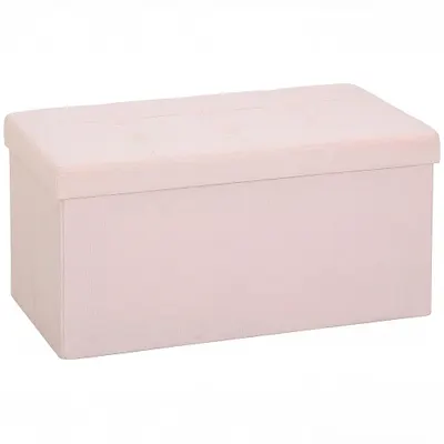 HOMCOM Pouf depozitare, bancă depozitare pliabilă 84 L 76x38x38 cm tapițat în in sintetic ladă de depozitare roz | Aosom Romania