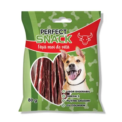 Hrana complementara pentru caini, Perfect Snack, fasii moi de vita, 80 g