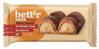 Baton bio tip napolitană cu arahide și caramel sărat, 33 g, Bett'r.