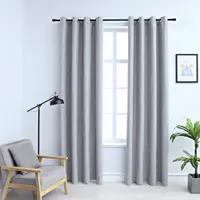 Gossi draperii opace cu inele metalice, 2 buc., gri, 140 x 225 cm