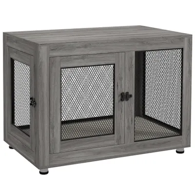 PawHut Cușcă pentru câini, Cușcă pentru căței, cu pernă rezistentă la apă, grilaj de oțel, piciorușe ajustabile, 94x60x71,5 cm | Aosom Romania