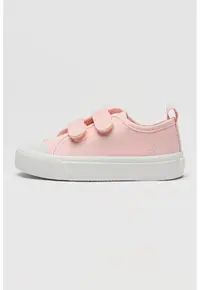 Tenisi din panza cu velcro - Roz pastel/Alb optic