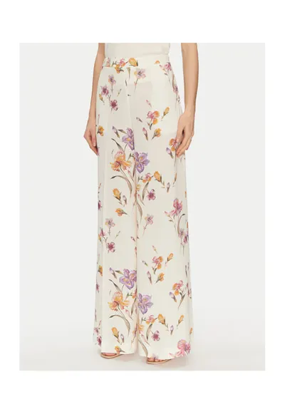 Pantaloni Palazzo model floral - crem