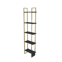 Biblioteca ALICE, negru + auriu, 45,2x21,6x180 cm