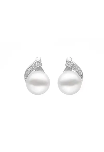 Cercei argint cu perle naturale si zirconia - Croisée
