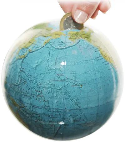 Pușculiță glob mini Columbus - Duorama, 12 cm