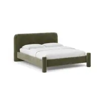Pat matrimonial verde tapițat cu somieră 160x200 cm Vera – Micadoni