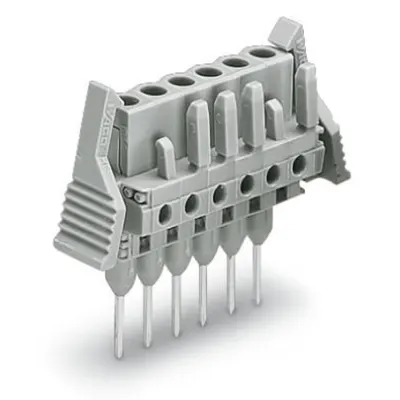Female connector for rail-mount terminal blocks; 0.6 x 1 mm pins; straight; Locking lever; Pin spacing 5 mm; 17-pole; gray