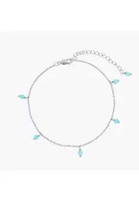 Bratara de picior din argint Gem Droplet - Turcoaz