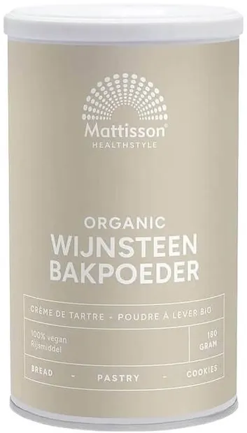 Organic Cream of Tartar Baking Powder, 180 g, Mattisson Healthstyle