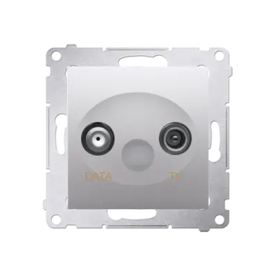 Priza TV-DATA, doua iesiri de tip F, frecventa de intrare 5-500MHz, silver mat metalic