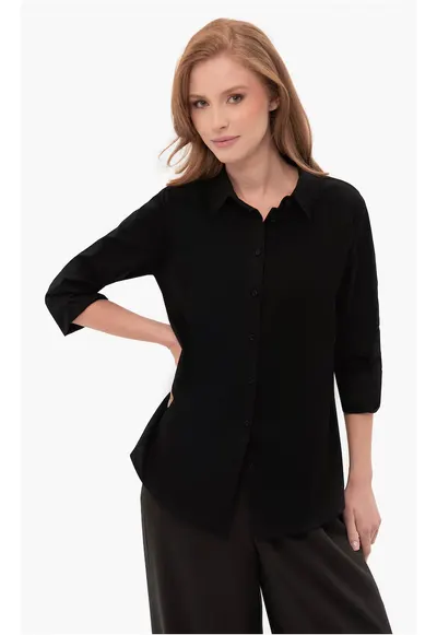 Camasa pentru femei K-Swan - negru - din bumbac - Regular Fit