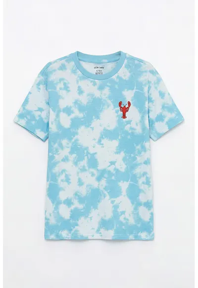 Tricou din bumbac cu model - Alb/Albastru glaciar