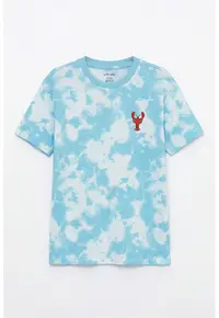 Tricou din bumbac cu model - Alb/Albastru glaciar