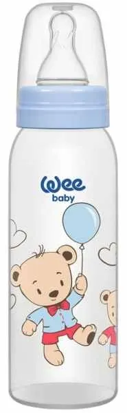 Biberon Wee Baby Classic - 250 ml, albastru cu ursuleți