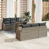 Gossi set de canapea de gradina cu perne de 7 piese gri ratan polimerizat