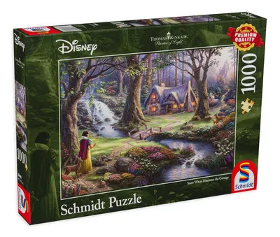 Puzzle Schmidt din 1000 de piese - Alba ca Zapada gaseste casuta in padure, Thomas Kinkade