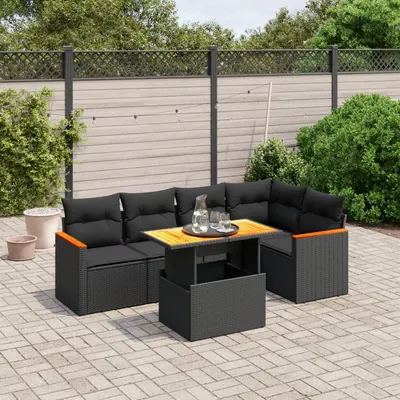 Gossi set mobilier de gradina cu perne, 6 piese, negru, poliratan
