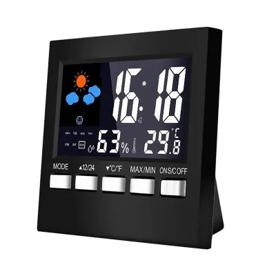Ceas digital multifunctional de birou, control vocal, functie statie meteo, ecran LCD, calendar, alarma